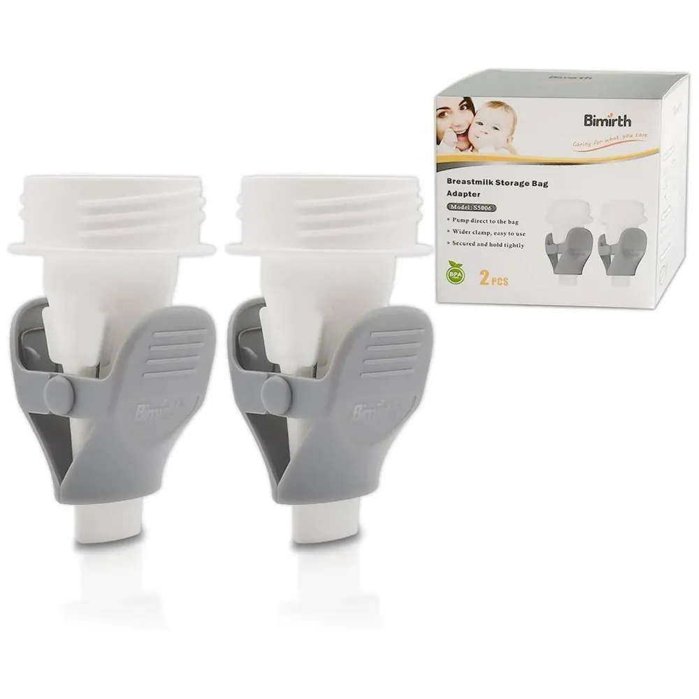 Baby Breastmilk Storage Bag Adapters, Compatible with Wide Neck Flange, Works with Most Bags Pump Directly into Storage Bags Safe PP Material BPA Free.