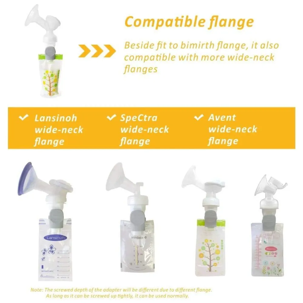 Baby Breastmilk Storage Bag Adapters, Compatible with Wide Neck Flange, Works with Most Bags Pump Directly into Storage Bags Safe PP Material BPA Free. - 6