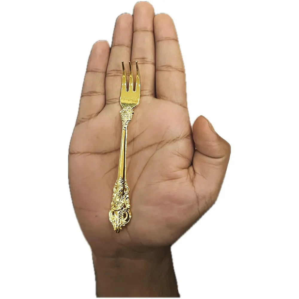 Gold Golden Mini Tea Forks, Coffee Stainless Steel Small Forks for Dessert, Espresso Spoons Tea, Sweets, Drinks, Set of 6 Royal Collection 11Cm/4.33 Inch