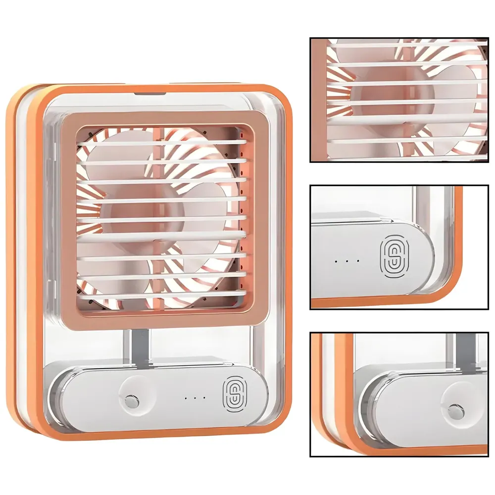 Mist Fan Desk Fan with Mist Spray, LED Night Light, Electric Battery Operated Water Misting Fan, Portable Quiet Mini Desktop Table Cooling Fan with Mister for Office, Camping,Indoor - 7