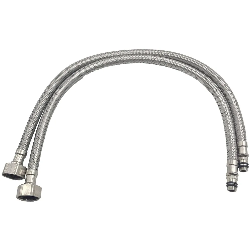 Premium Heavy Single Lever Basin Mixer ~ with 2 Braided Connection Pipes 450mm (Without pop-up) (Chrome Square)