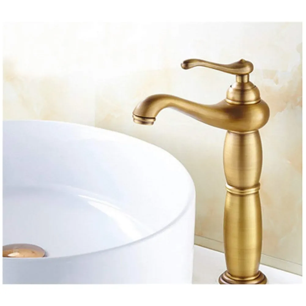 Antique Tap Faucet Basin Mixer for Bathroom Toilets Brown, Brass Material 30 cm Height 12 inches with Pipes