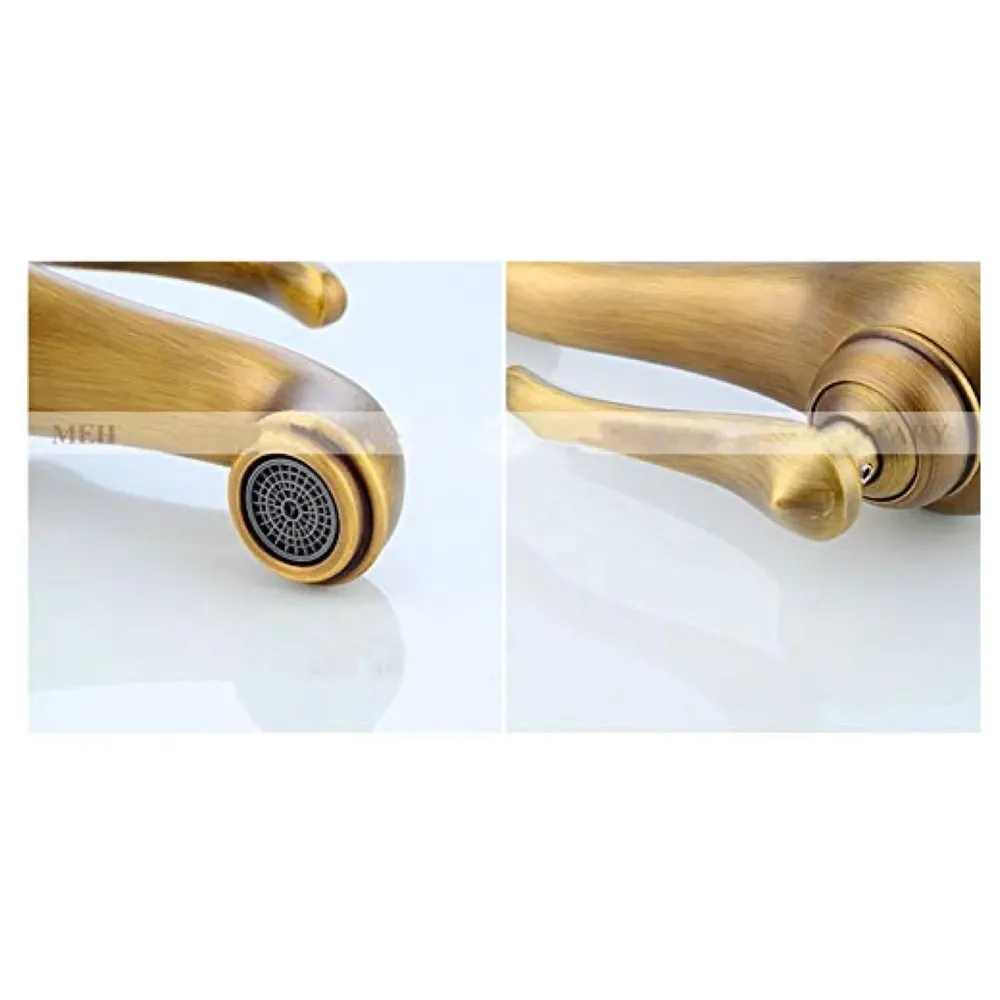 Antique Tap Faucet Basin Mixer for Bathroom Toilets Brown, Brass Material 30 cm Height 12 inches with Pipes