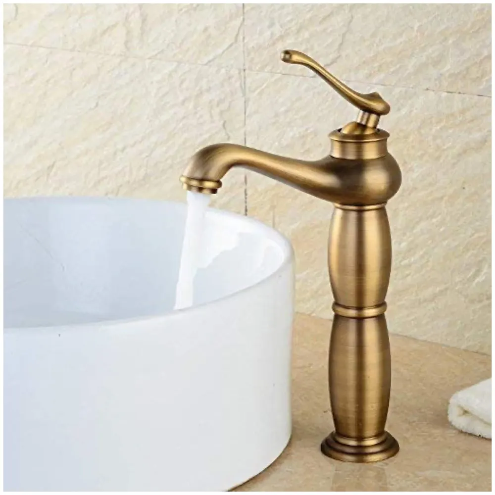 Antique Tap Faucet Basin Mixer for Bathroom Toilets Brown, Brass Material 30 cm Height 12 inches with Pipes