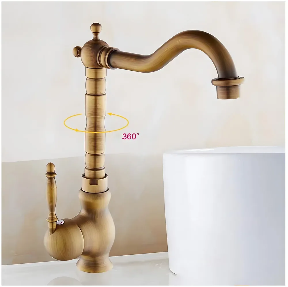 Antique Brown Tall Long Neck Faucet Single Lever Basin Mixer Tall, Brass, for Bathroom Washbasins Toilets 12 Inch Height, 8 inch Long Nose