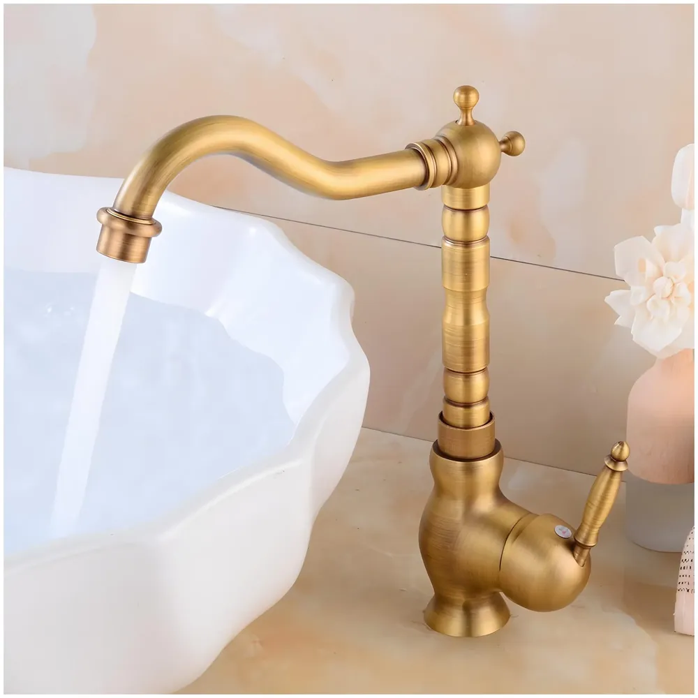 Antique Brown Tall Long Neck Faucet Single Lever Basin Mixer Tall, Brass, for Bathroom Washbasins Toilets 12 Inch Height, 8 inch Long Nose