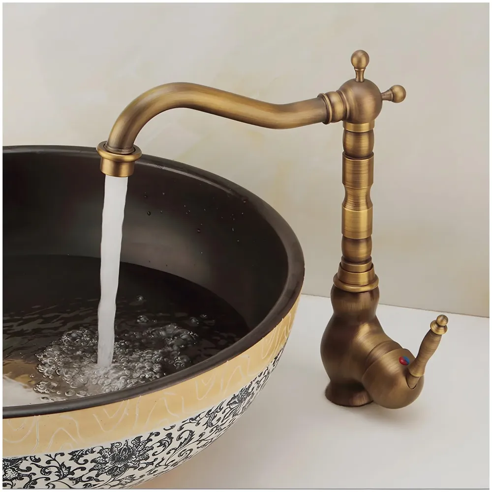 Antique Brown Tall Long Neck Faucet Single Lever Basin Mixer Tall, Brass, for Bathroom Washbasins Toilets 12 Inch Height, 8 inch Long Nose
