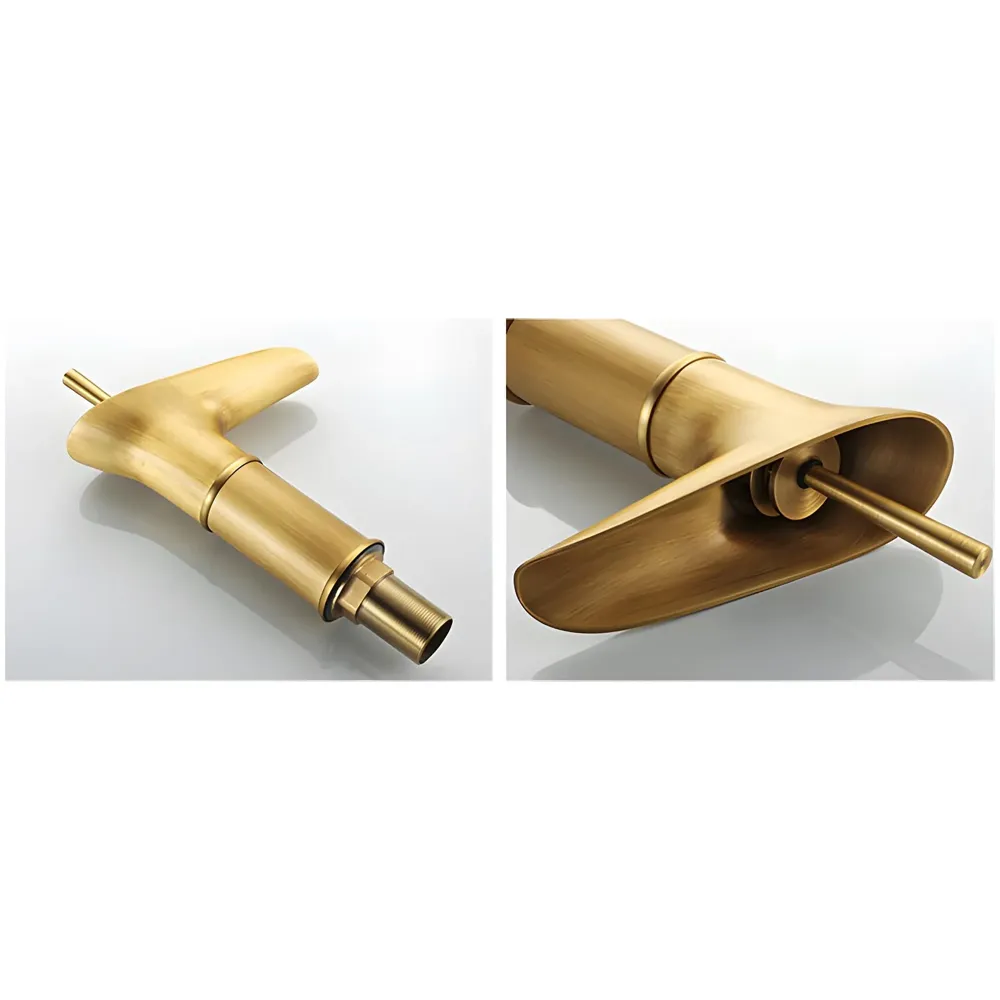 Antique Waterfall Basin Mixer Hot and Cold, 7 Inch Tall Basin Tap Faucet