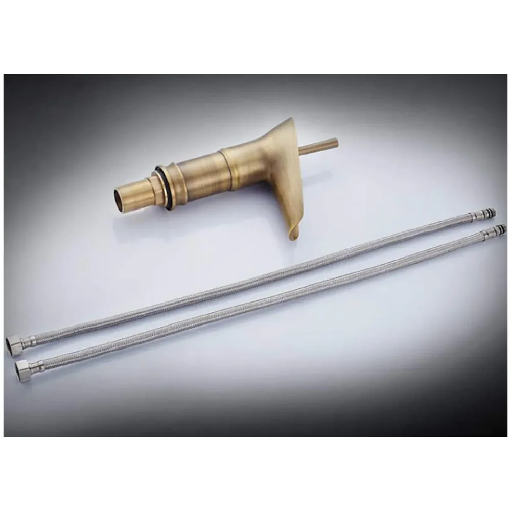 Antique Waterfall Basin Mixer Hot and Cold, 7 Inch Tall Basin Tap Faucet