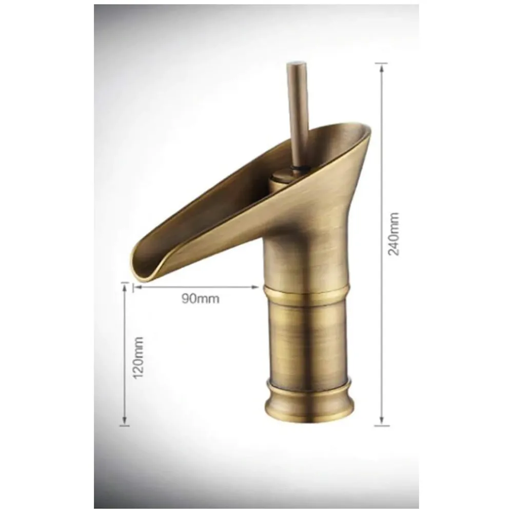 Antique Waterfall Basin Mixer Hot and Cold, 7 Inch Tall Basin Tap Faucet