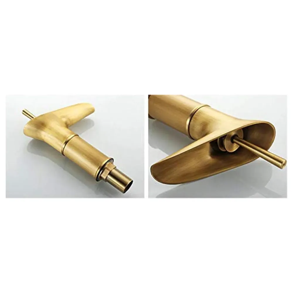 Antique Waterfall Basin Mixer Hot and Cold, 7 Inch Tall Basin Tap Faucet