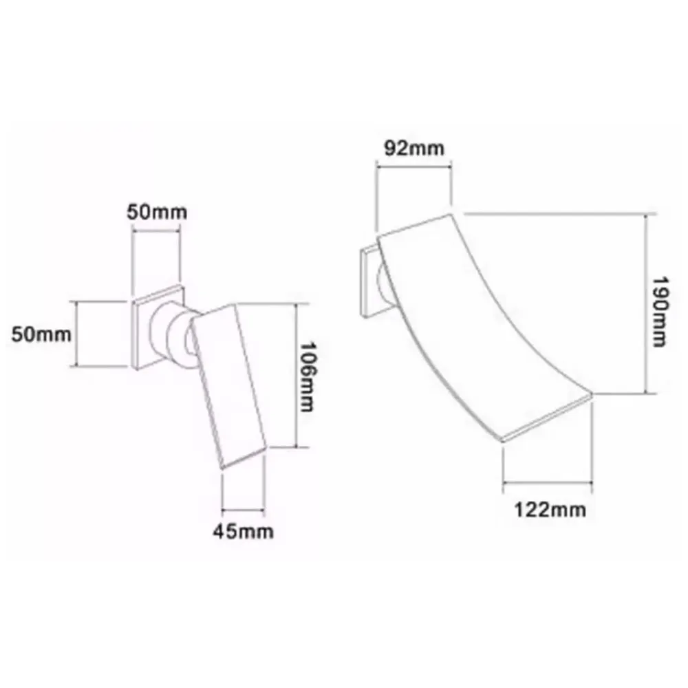 Black Waterfall Faucet Tap Wall Brass Basin Mixer Wall Mixer Sink Mixer Hot and Cold, Black Colour No Concealed Parts Required