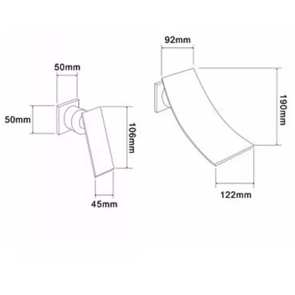 Waterfall Brass Chrome Silver Wall Mixer Hot and Cold Basin Tap Faucet Sink Mixer Chrome Colour wall spout with Concealed Parts