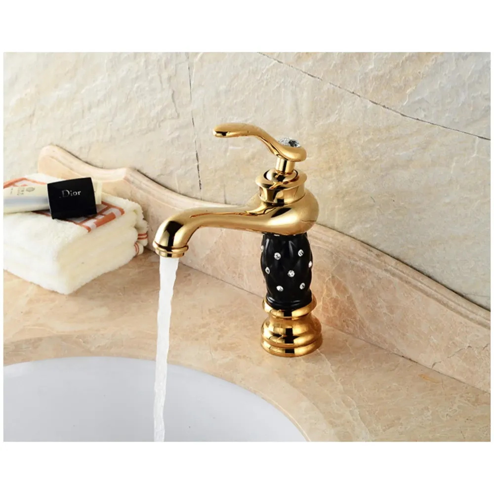 Black Gold Basin Tap Faucet Mixer ~ 28 Cms Height Table Mounted with 2 Braided Connection Pipes 450mm(Without pop-up) (Black Diamond)