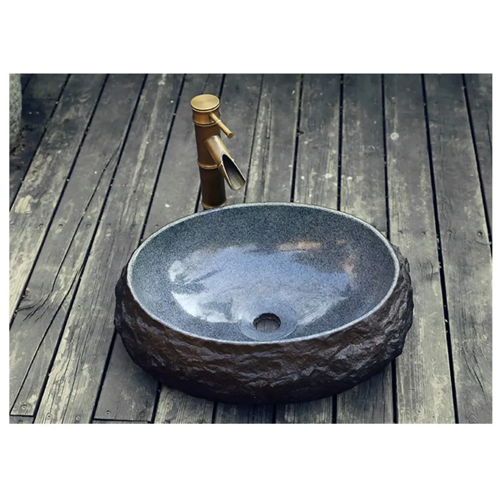 Waterfall Bamboo Bathroom Basin Mixer Basin tap washbasin tap Faucet Brass 12 inch Height. Hot and Cold Water