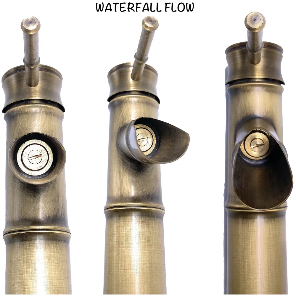 Waterfall Bamboo Bathroom Basin Mixer Basin tap washbasin tap Faucet Brass 12 inch Height. Hot and Cold Water