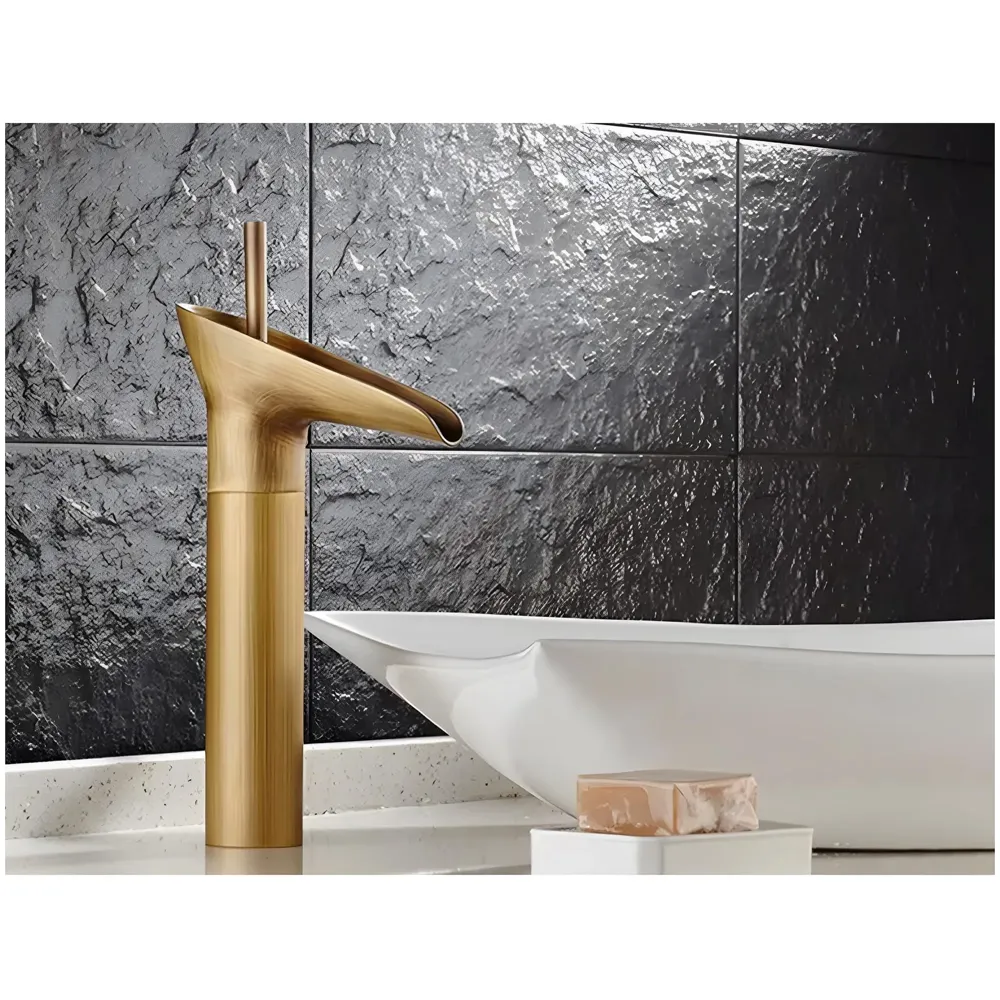 Copper Antique Brown Basin Mixer Faucet Tap Waterfall 12 inches Height, Hot and Cold, for Bathroom, Toilet Wash Basins, Antique Design