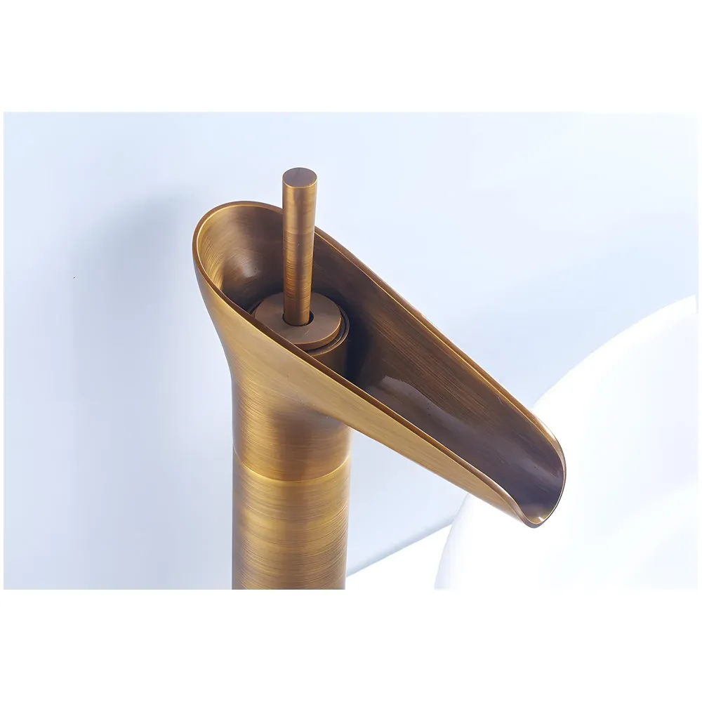 Copper Antique Brown Basin Mixer Faucet Tap Waterfall 12 inches Height, Hot and Cold, for Bathroom, Toilet Wash Basins, Antique Design