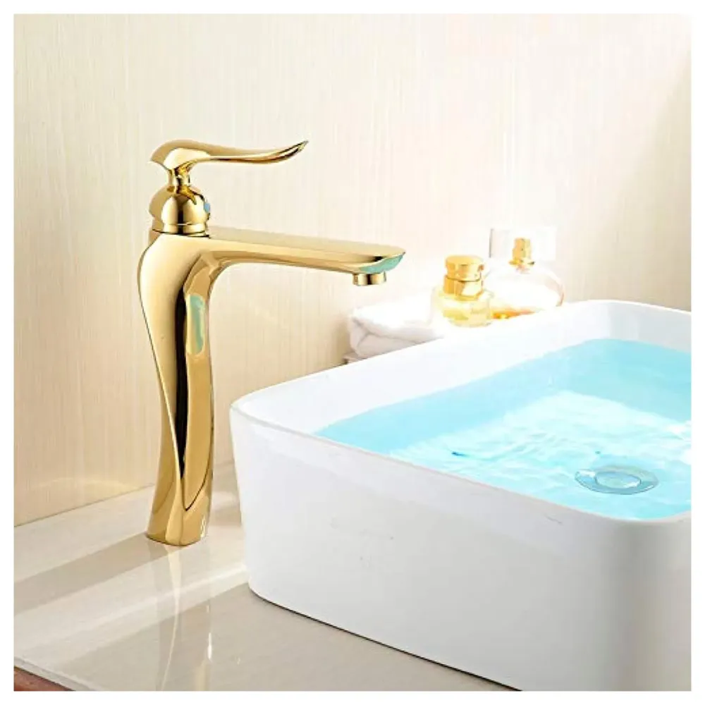 Copper 90 Degree Single Lever Basin Mixer, Golden