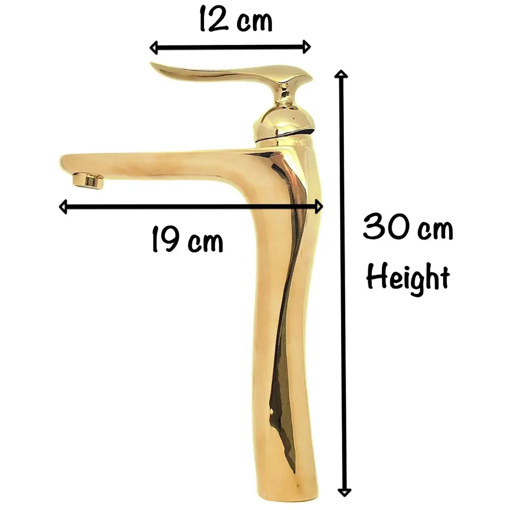 Copper 90 Degree Single Lever Basin Mixer, Golden