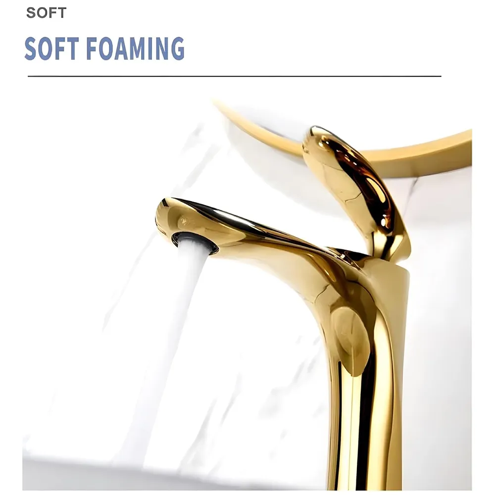 Copper 90 Degree Single Lever Basin Mixer, Golden