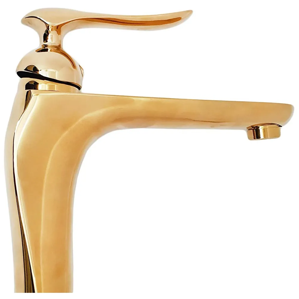 Copper 90 Degree Single Lever Basin Mixer, Golden