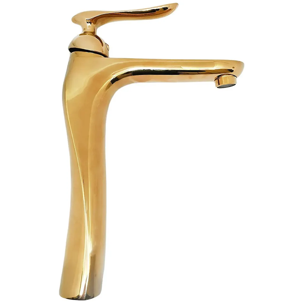 Copper 90 Degree Single Lever Basin Mixer, Golden