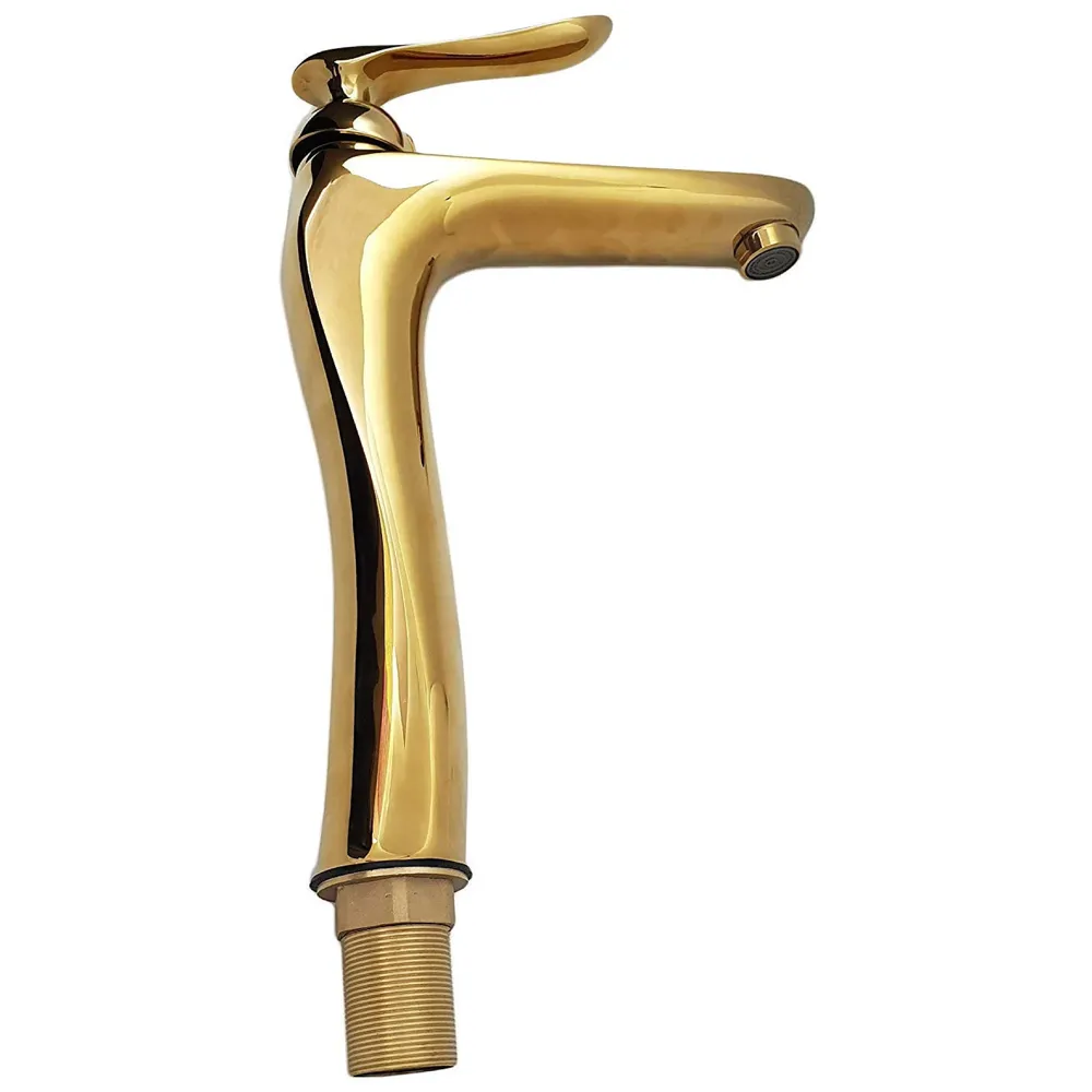 Copper 90 Degree Single Lever Basin Mixer, Golden