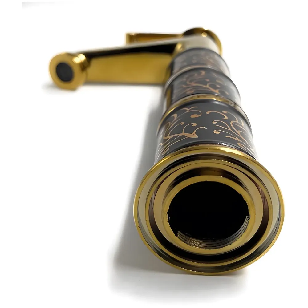 Brass Black Gold Basin Tap Faucet Mixer for Bathroom Toilet Wash Basins Hot and Cold Water Faucet Sink Mixer Golden Colour Aura Florina Tall Body 12 Inches - 3