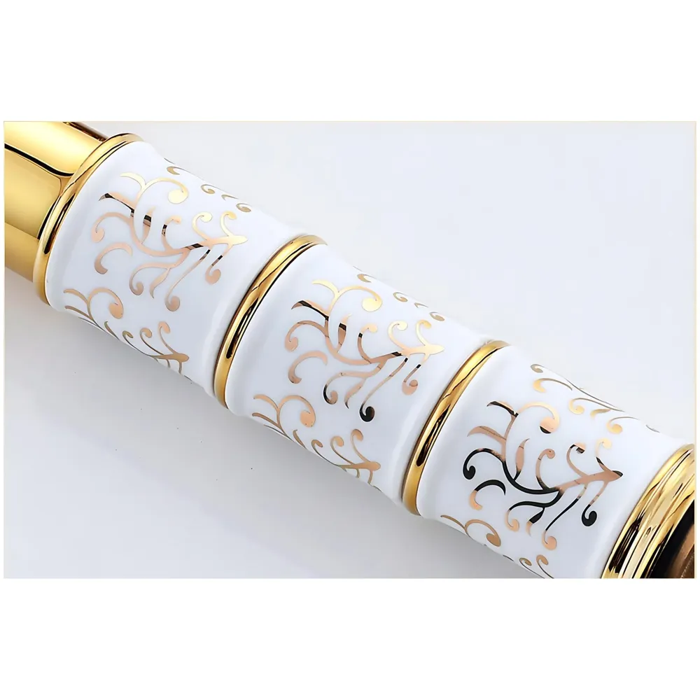 Brass Gold White Flower Mixer Hot and Cold Basin Tap Faucet Sink Mixer Golden Colour Aura Florina (Tall Body 12 Inches) for Bathroom Toilet Wash Basins