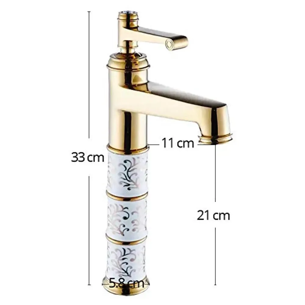 Brass Gold White Flower Mixer Hot and Cold Basin Tap Faucet Sink Mixer Golden Colour Aura Florina (Tall Body 12 Inches) for Bathroom Toilet Wash Basins