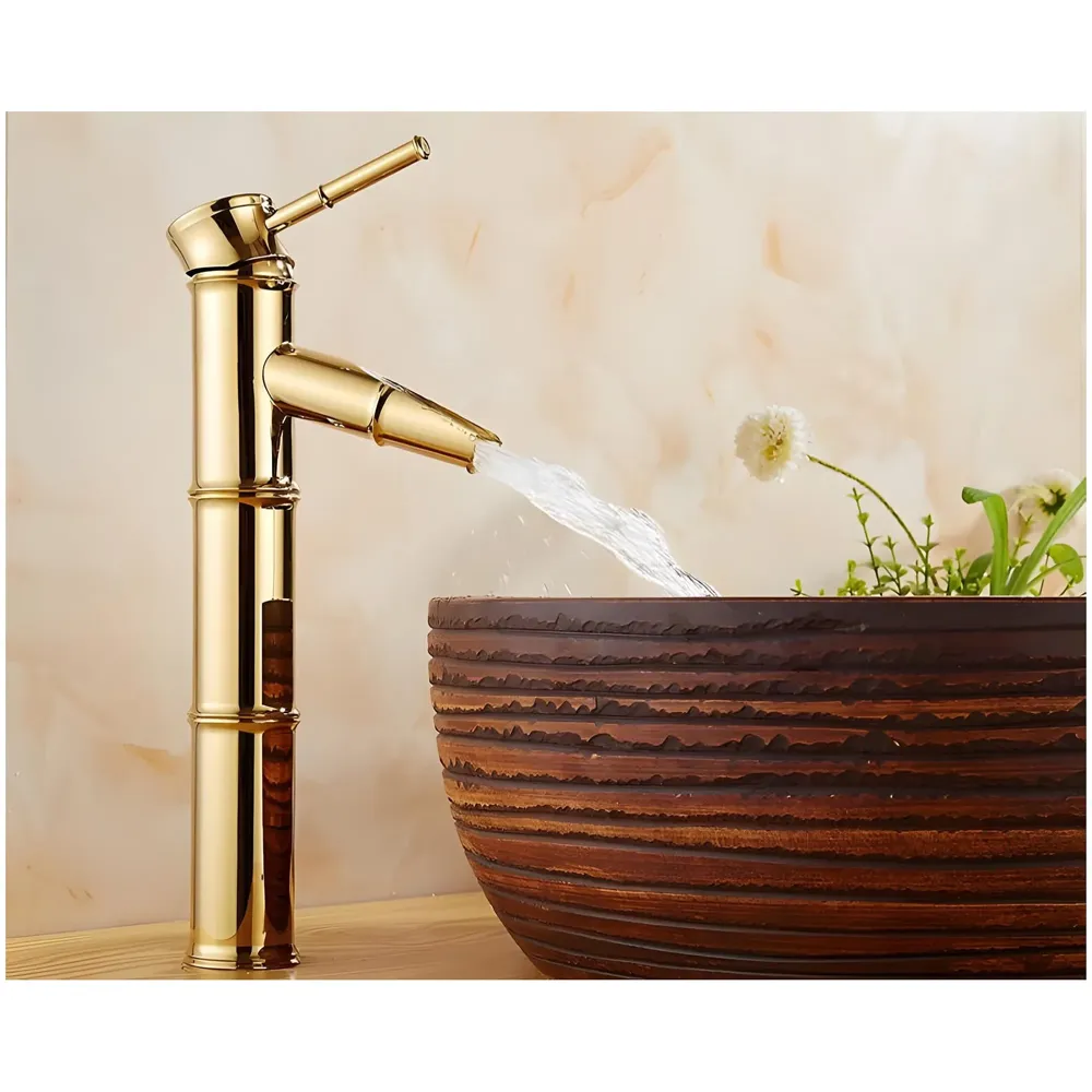 Gold Basin Tap Faucet Mixer Waterfall Golden for Bathroom Toilet Wash Basins Hot and Cold Water, 12 Inches Height
