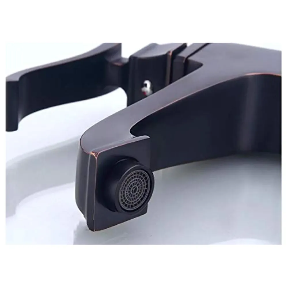 The Big Ben Brass Basin Tap Faucet Mixer with 2 Braided Connection Pipes, Black