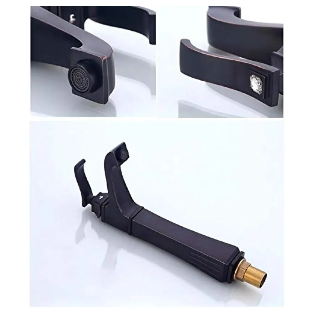 The Big Ben Brass Basin Tap Faucet Mixer with 2 Braided Connection Pipes, Black