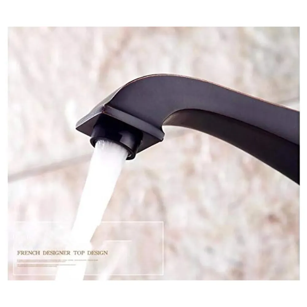 The Big Ben Brass Basin Tap Faucet Mixer with 2 Braided Connection Pipes, Black