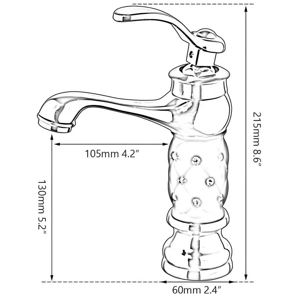 Black Gold Basin Tap Faucet Mixer for Bathroom Toilet Wash Basins Hot and Cold Water 7 inch Height