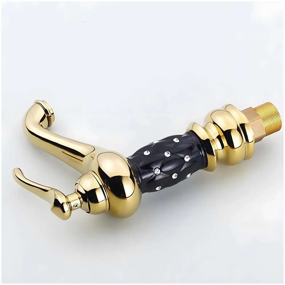 Black Gold Basin Tap Faucet Mixer for Bathroom Toilet Wash Basins Hot and Cold Water 7 inch Height