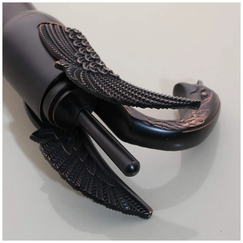 Black Swan Basin Tap Faucet Mixer for Bathroom Toilet Wash Basins Hot and Cold Water 12 Inches Height Matt Black Colour - 8