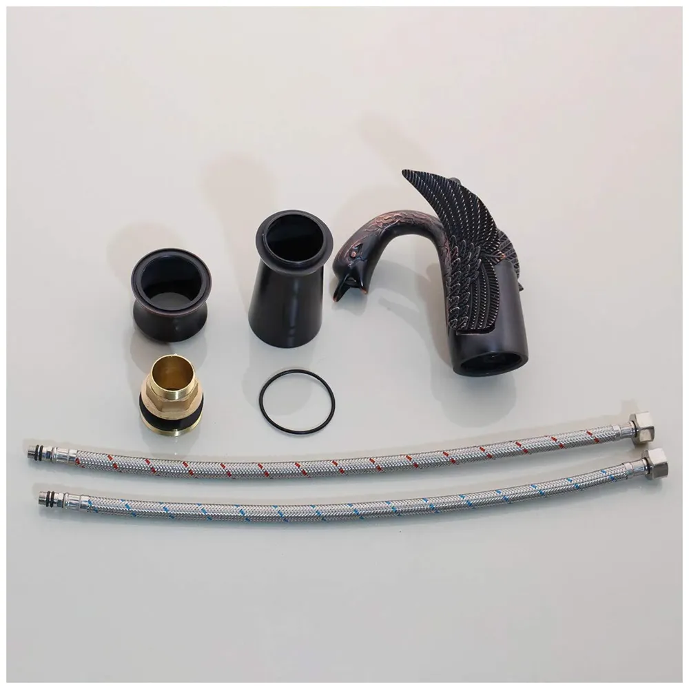 Black Swan Basin Tap Faucet Mixer for Bathroom Toilet Wash Basins Hot and Cold Water 12 Inches Height Matt Black Colour - 9