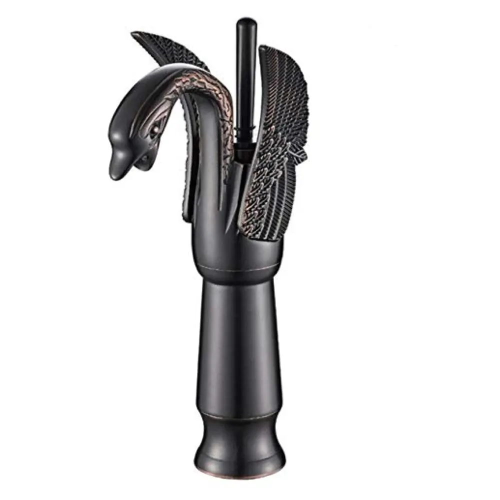 Brass Black Swan Heavy Single Lever Basin Mixer ~ with 2 Braided Connection Pipes 450mm