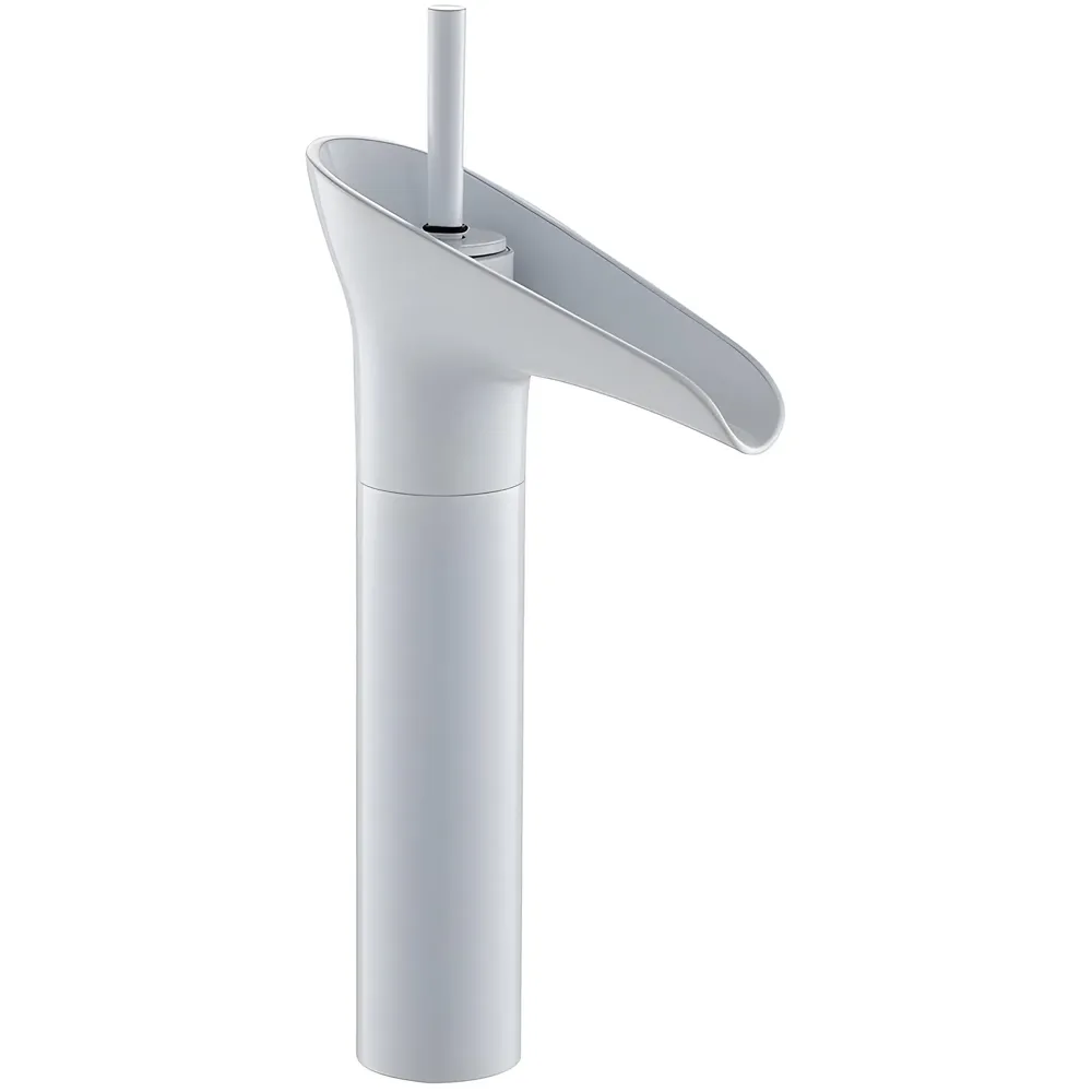 White Waterfall Basin Faucet Tap Mixer for Bathroom Toilet Wash Basins Hot and Cold Water, 12 Inch Height - Brass