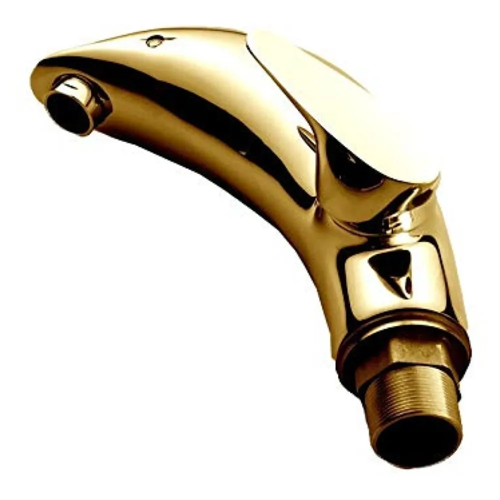 Premium Heavy Single Lever Basin Mixer ~ with 2 Braided Connection Pipes 450mm (Without pop-up) (Dolphin Gold)