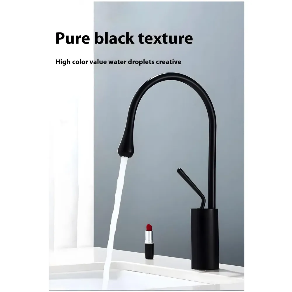 Black Drop Mixer Hot and Cold Basin Tap Faucet Vessel Mount 38 Cm Sink Mixer Black Colour Body for Basin Tap Faucet Bathroom Kitchen 38 Cm Height