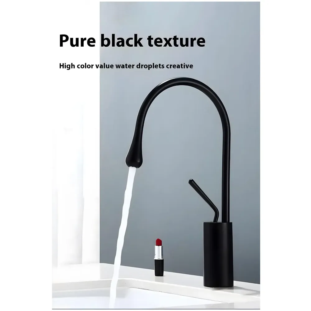Black Drop Mixer Hot and Cold Basin Tap Faucet Vessel Mount 38 Cm Sink Mixer Black Colour Body for Basin Tap Faucet Bathroom Kitchen 38 Cm Height