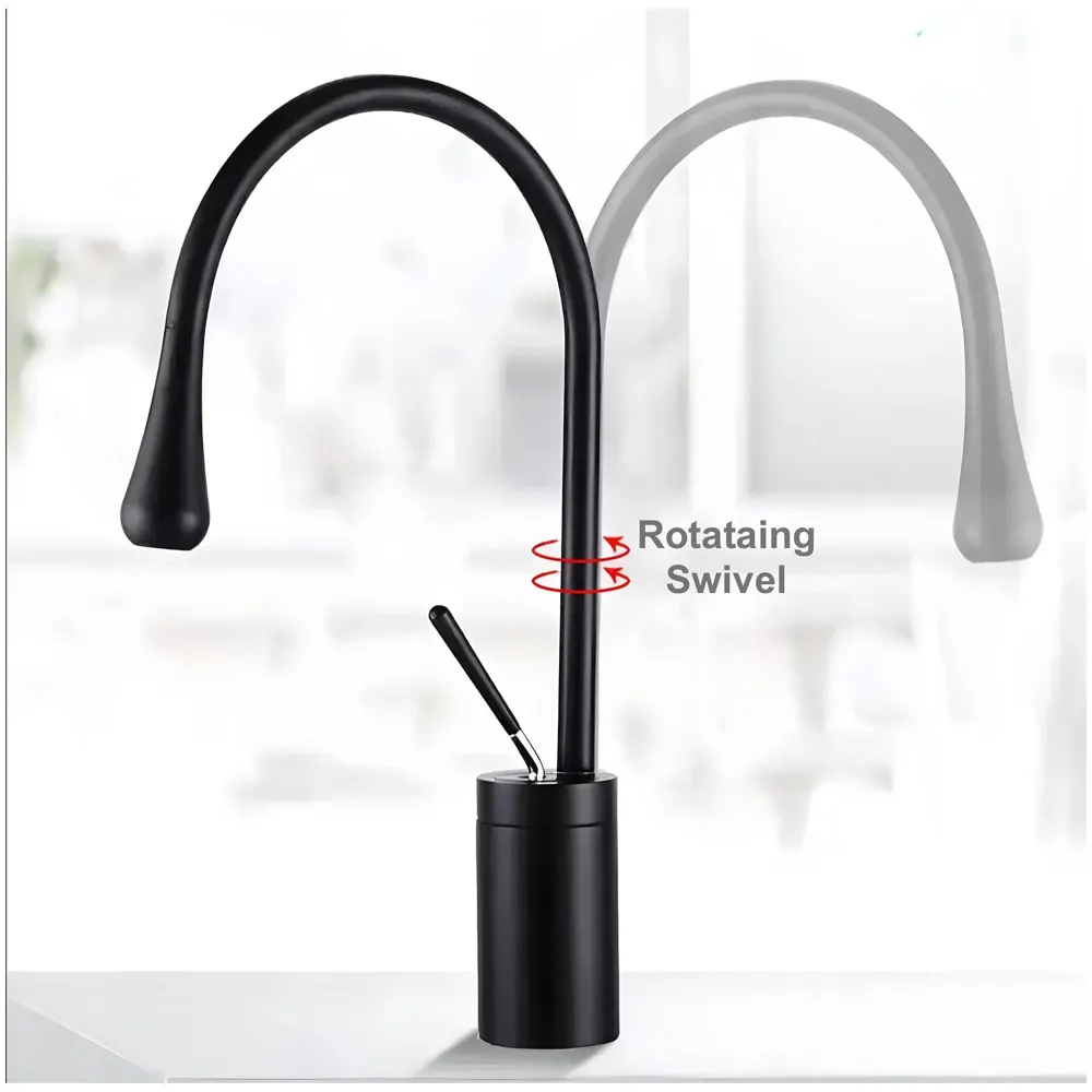 Black Drop Mixer Hot and Cold Basin Tap Faucet Vessel Mount 38 Cm Sink Mixer Black Colour Body for Basin Tap Faucet Bathroom Kitchen 38 Cm Height