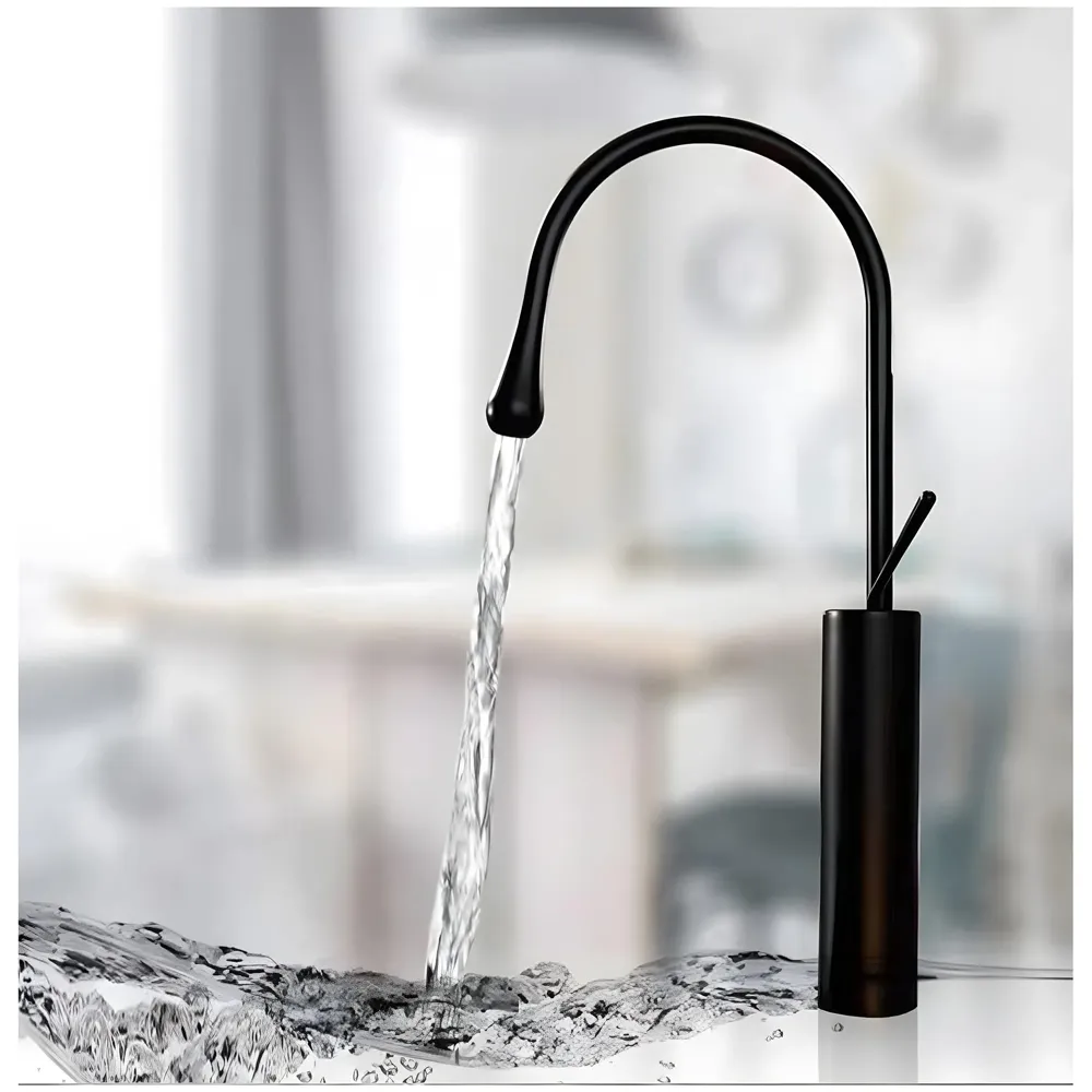 Black Drop Mixer Hot and Cold Basin Tap Faucet Sink Mixer Black Colour Tall Body for Basin Tap Faucet Bathroom Kitchen - 43 Cm Height