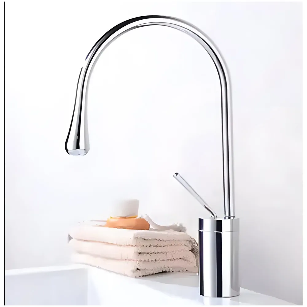 Silver Chrome Drop Mixer Hot and Cold Basin Tap Faucet Vessel Mount 38 Cm Sink Mixer Silver Chrome Colour Body for Basin Tap Faucet Bathroom Kitchen 38 Cm Height