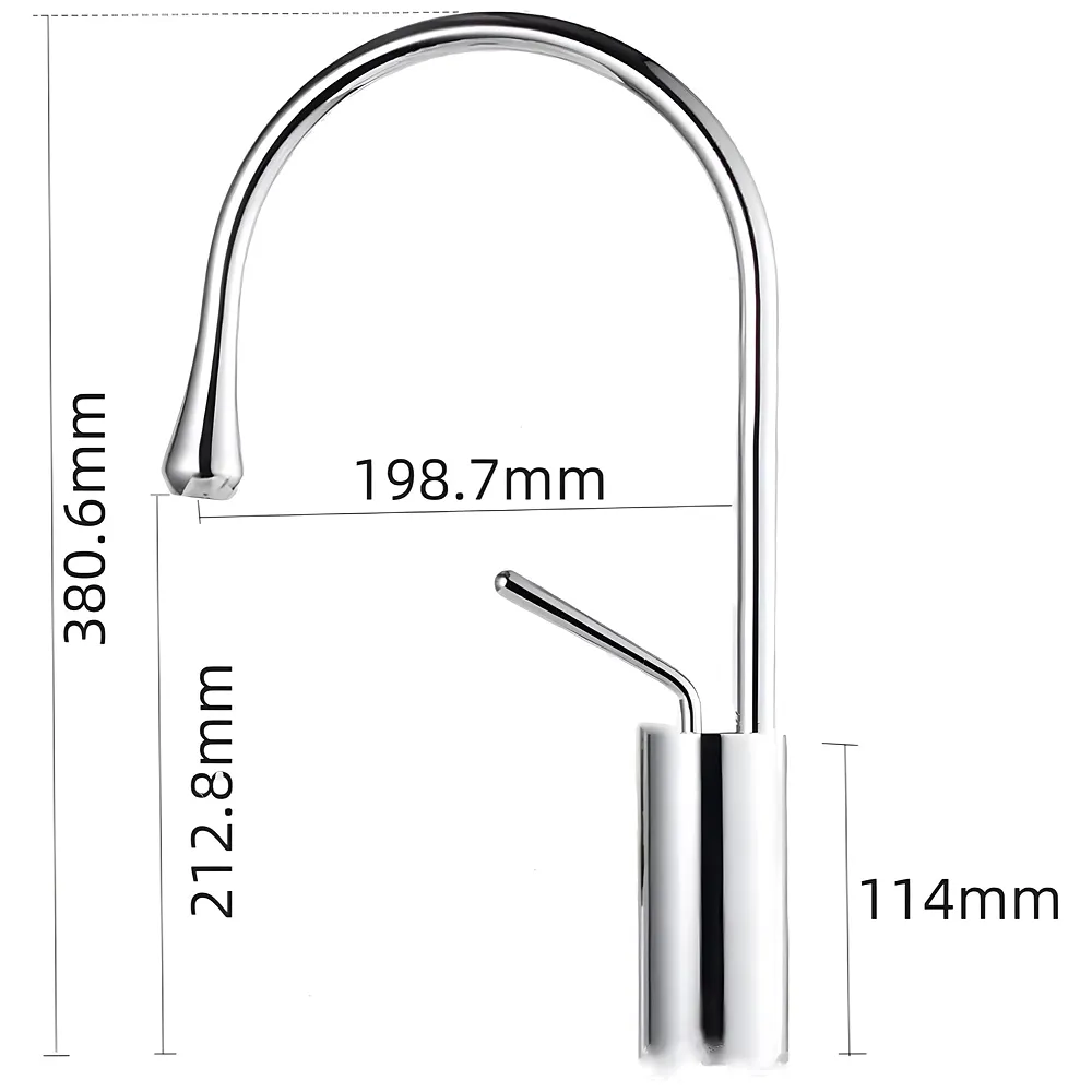 Silver Chrome Drop Mixer Hot and Cold Basin Tap Faucet Vessel Mount 38 Cm Sink Mixer Silver Chrome Colour Body for Basin Tap Faucet Bathroom Kitchen 38 Cm Height Premium