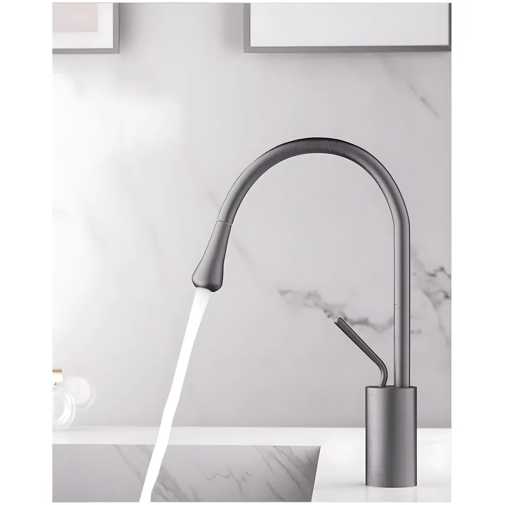 Dark Grey Drop Mixer Hot and Cold Basin Tap Faucet Vessel Mount 38 Cm Sink Mixer Dark Grey Colour Body for Basin Tap Faucet Bathroom Kitchen 38 Cm Height - 5