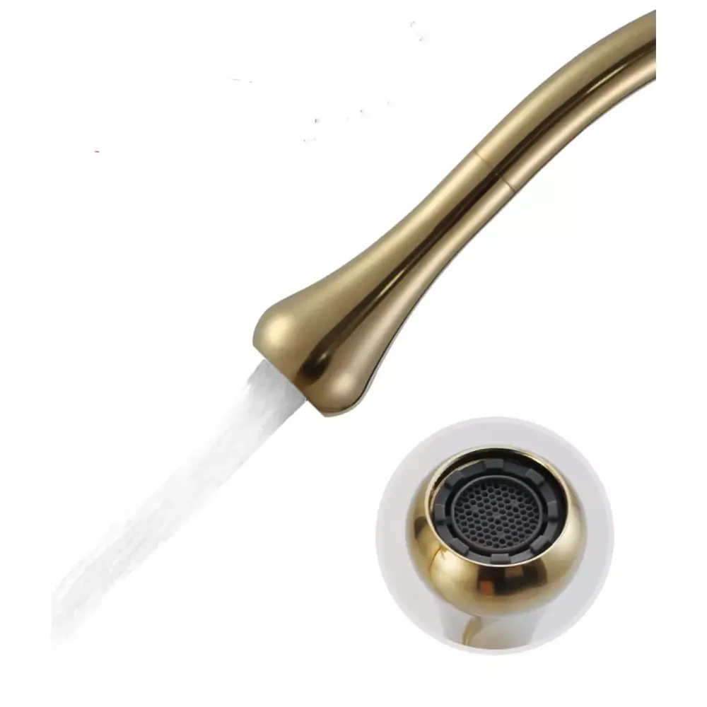 Brass Gold Dew Drop Mixer Hot and Cold Basin Tap Faucet Sink Mixer Golden Colour Tall Body 17 Inch Height.